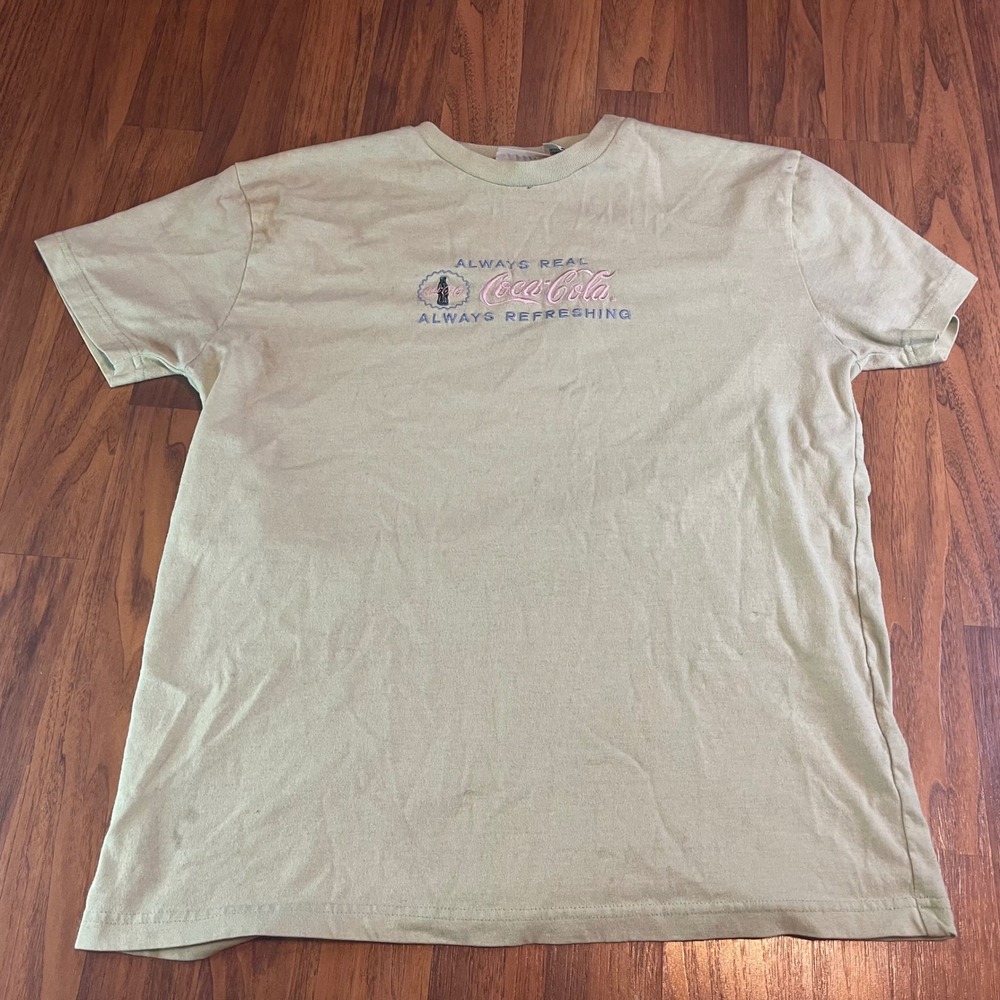 Coca-Cola Ware T-Shirt Mens XL Green Embroidered Always Real Logo Cotton Blend